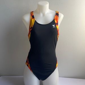 TYR Swimsuit Size 34 Black and Orange Medium